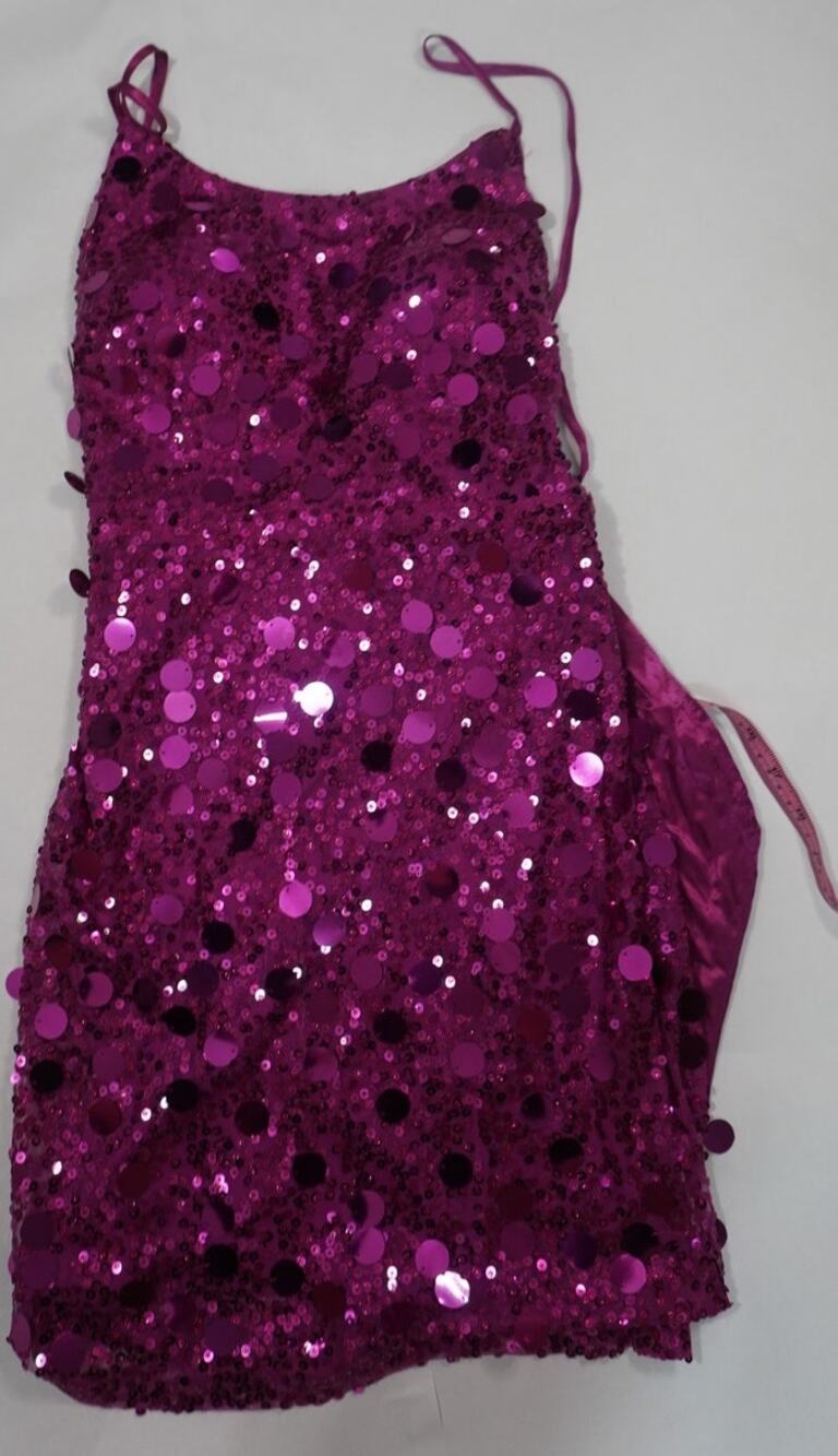 Vintage Crystal Sky Y2K Fuchsia Sequin Paillette Mini Dress S
